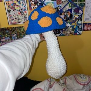 Handmade crocheted  mushroom!! A perfect accent piece and/or cuddle buddy!